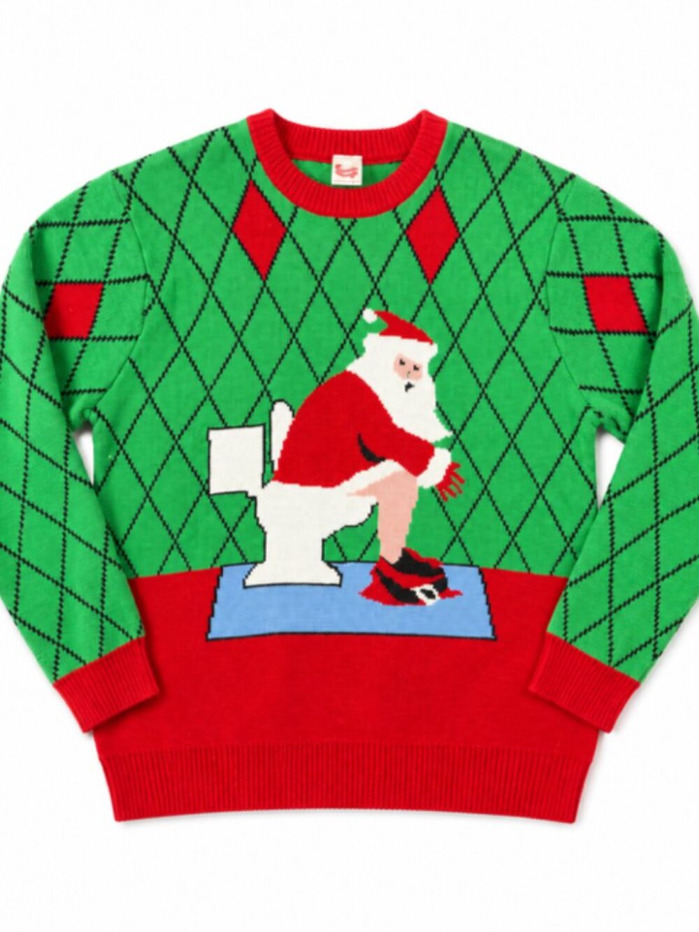 FunQi Gifts Santa Toilet Ugly Christmas Sweater Size XL Funny Holiday Novelty